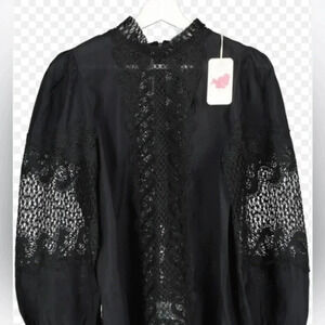 L'Atiste By Amy green Lace Inset Blouse size 1x